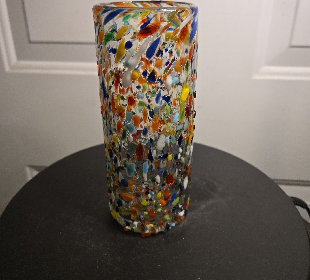 Colorful Multicolor Hand Blown Glass Vase - Picture 2 of 9